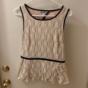 Cream blouse with leather